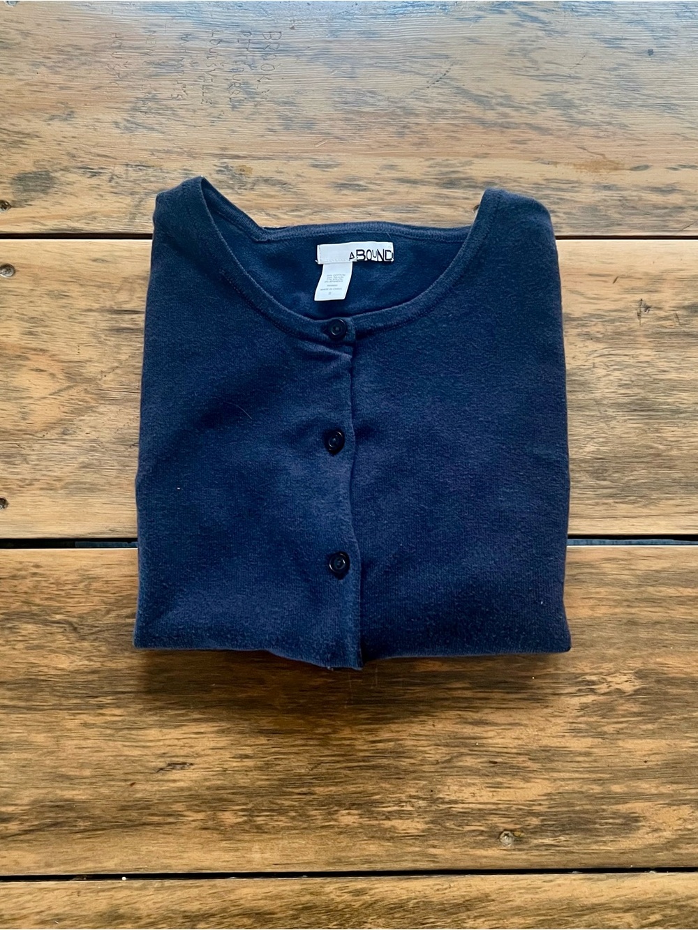 Abound Navy Button-Front Crewneck Cardigan